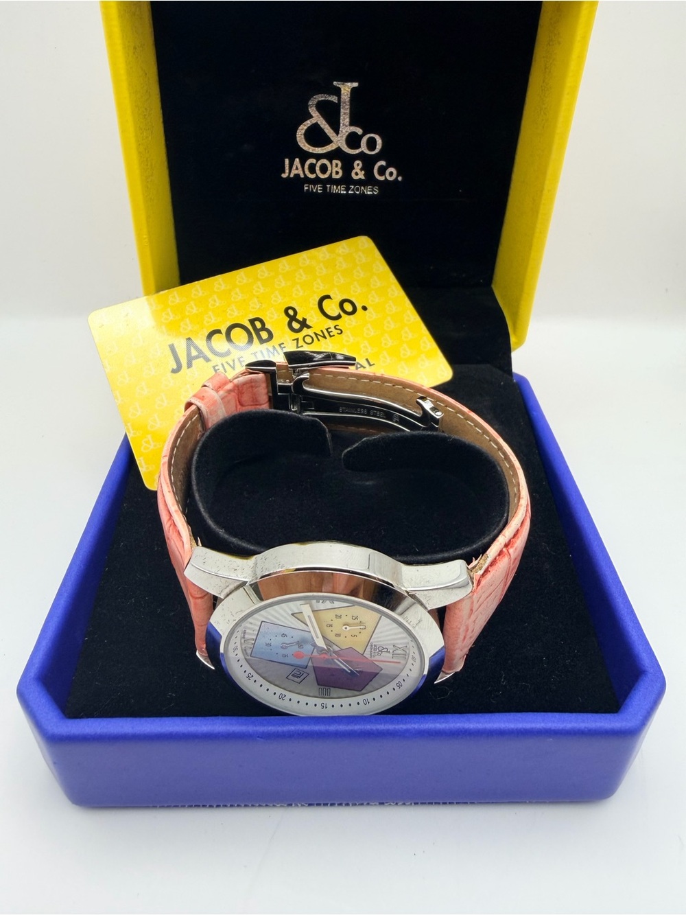 Jacob & CO Time Zone Watch - Pink Leather StraP